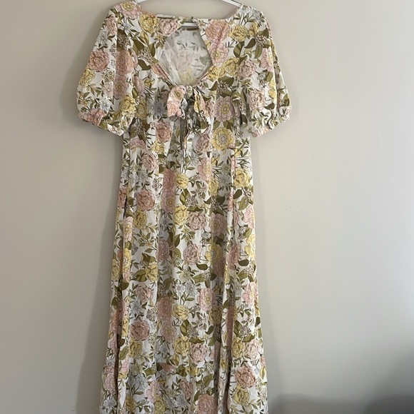 Who what wear floral linen dress long large - Picture 6 of 11